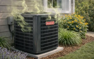 Homeowner noticing a strange smell from an air conditioner in a Plymouth MN home